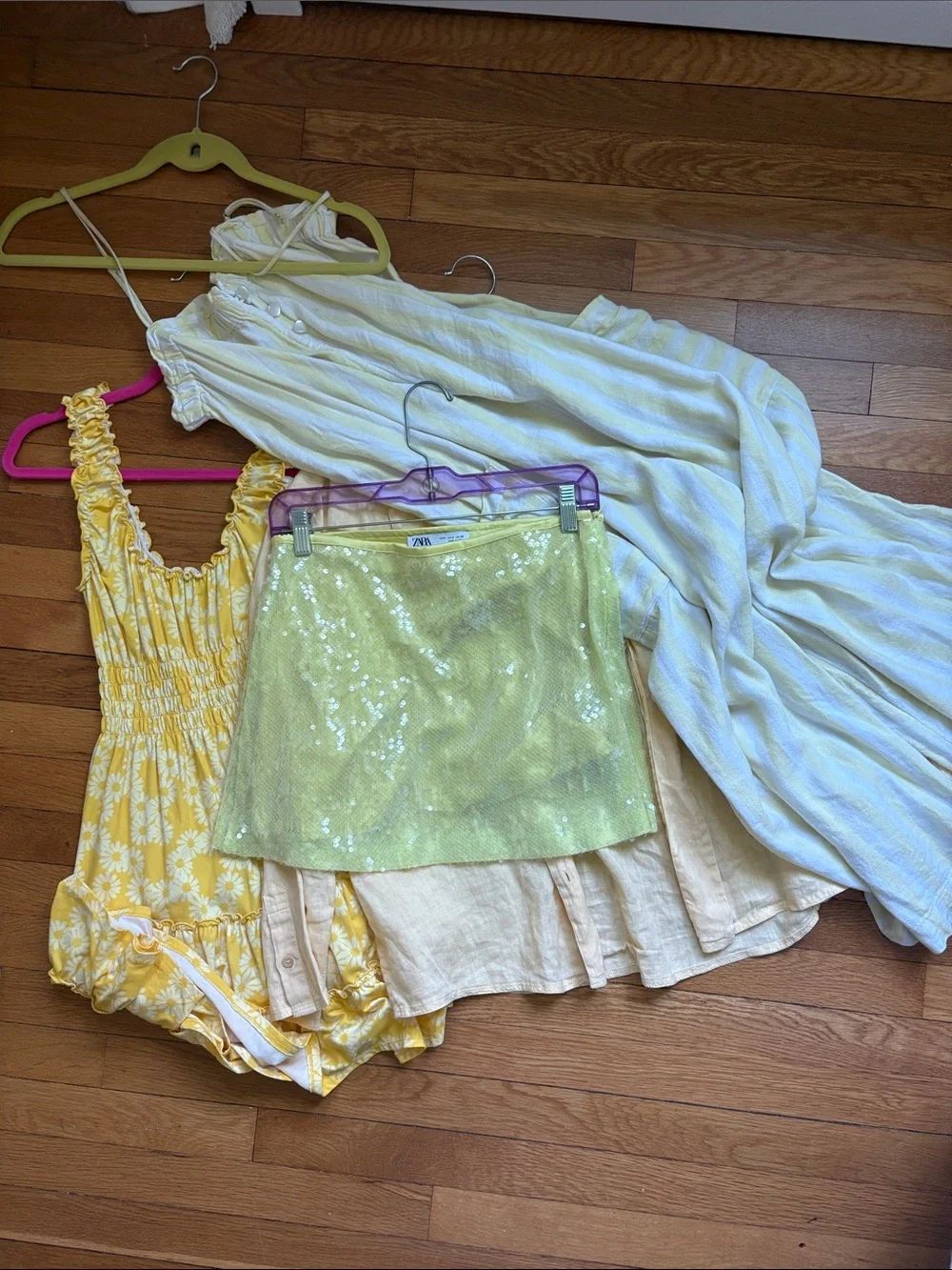 Zara Yellow Sequin Mini Skirt
